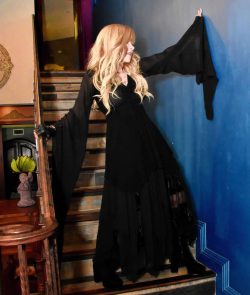 Lisa pose on stairs